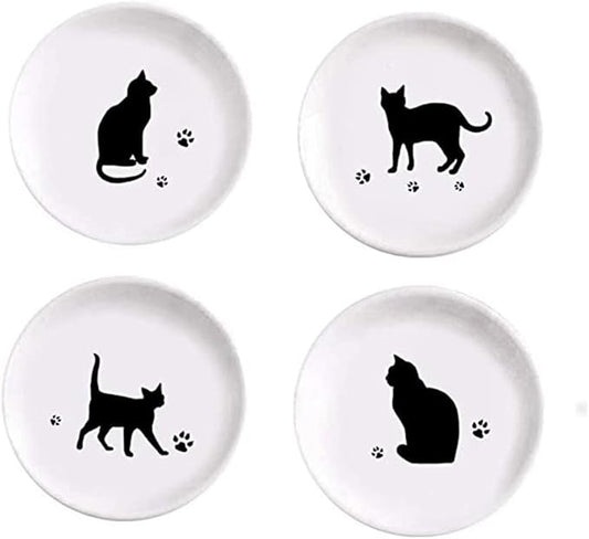 123Arts 4pcs Ceramic Cat Relish Dish Seasoning Dish Dipping Appetizer Plates Ketchup Plate