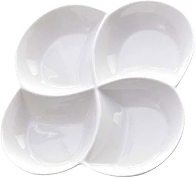 Ceramic 4-Compartment Serving Tray Snack Fruit Plate for Parties Dishwasher Safe Food Plate for Appetizers and Desserts