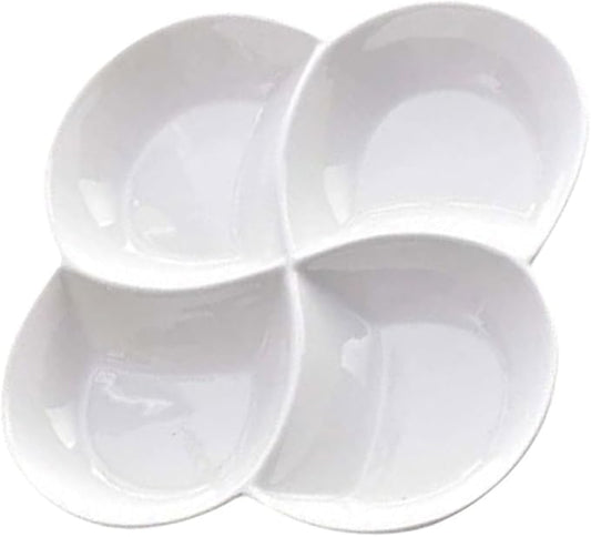 Ceramic 4-Compartment Serving Tray Snack Fruit Plate for Parties Dishwasher Safe Food Plate for Appetizers and Desserts