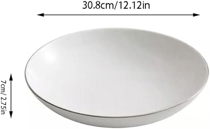 SONGCHAO Party Supplies White Ceramic Silver Edge Dinner Plate Home Salad Plate Appetizer Plate Dessert Plate Restaurant Hotel Serving Tray Party Plates (Color : 30.8cm)