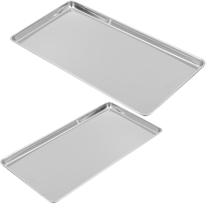 Sturdy Stainless Steel Serving Tray Lid Silver Platter for Snack Appetizer Dessert