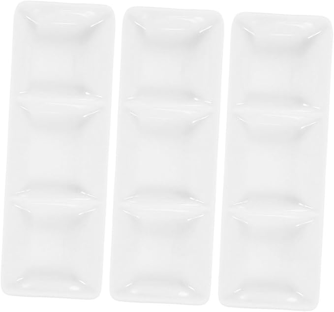 Alipis 4pcs Snack Plate Condiment Plate Ceramic Dipping Bowls Compartments for Sauce Vinegar Snacks Bbq Salad Dressings