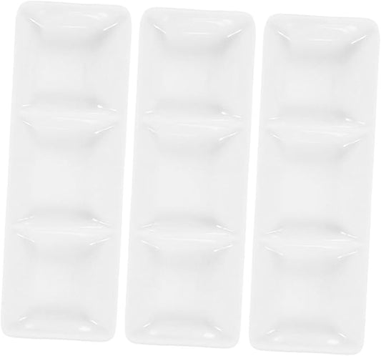 Alipis 4pcs Snack Plate Condiment Plate Ceramic Dipping Bowls Compartments for Sauce Vinegar Snacks Bbq Salad Dressings