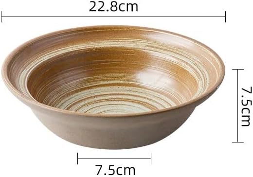 SONGCHAO Party Supplies Dish Plate Ceramic Vegetable Salad Plate Round Retro Tableware Salad Bowls Dinner Plate Restaurant Creative Noodle Ramen Bowls Soup Basins Party Plates (Color : A 9 inch)