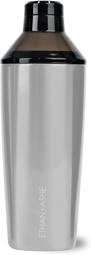 Koolhaus Cocktail Shaker - Ethan + Ashe - Vacuum Insulated Cocktail Shaker and Cocktail Strainer - Double-Wall - Travel Lid Included - Essential Bar Tools - 20oz Total Volume - Stainless Steel