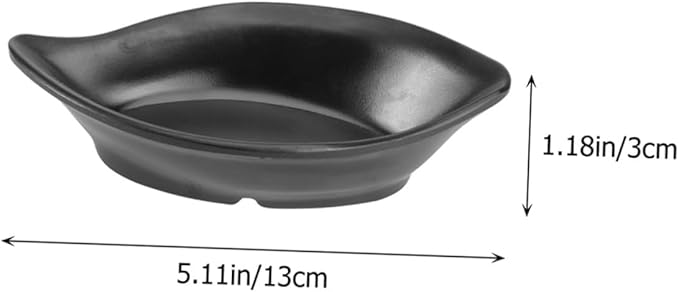 OUNONA 3-Piece Sauce Dipping Bowls Set Imitative Ceramic Condiment Plates Black Easy to Clean Suitable for Appetizers and Snacks