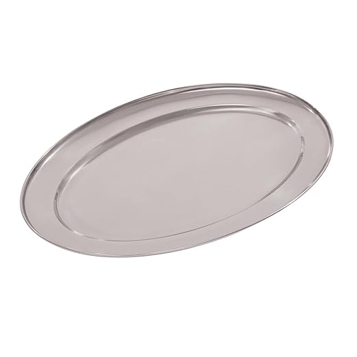 Olympia Oval Serving Tray with Wide Raised Rim Made of Stainless Steel - 455mm