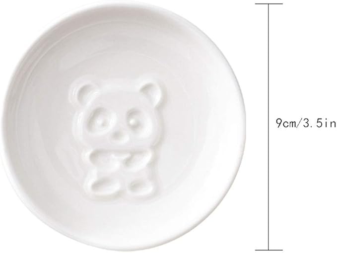 Mathew 4pcs Panda Relief Ceramic Sauce Dish Seasoning Dish Sushi Dipping Bowl Appetizer Plate