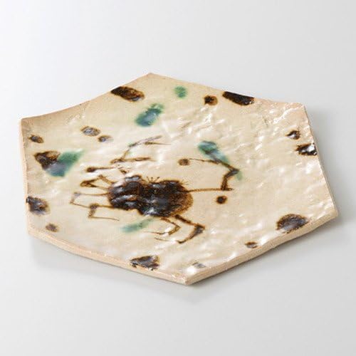 Kani Eshino Hex Plate, 7.2 x 7.4 x 0.6 inches (18.4 x 18.8 x 1.4 cm), 10.6 oz (300 g), Appetizer Plate, Restaurant, Ryokan, Japanese Tableware, Restaurant, Commercial Use,