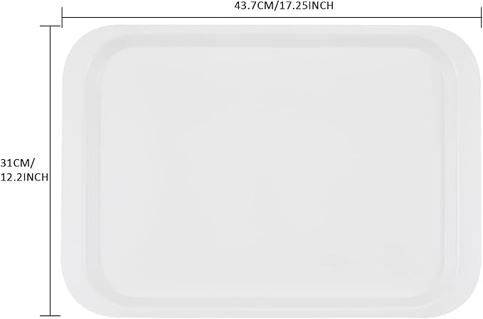 Melamine Serving Trays White 17.1x12.2 Inch Rectangle Cafeteria Fast Food Trays Breakfast Lunch Dinner for Eating Set of 6,PFW-174122-06