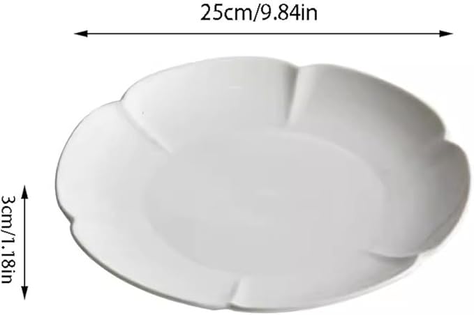 SONGCHAO Party Supplies Creative Lace Dish White Ceramic Dinner Plate Restaurant Hotel Salad Plate Appetizer Plate Commercial Tableware Party Plates (Color : 9.8in)