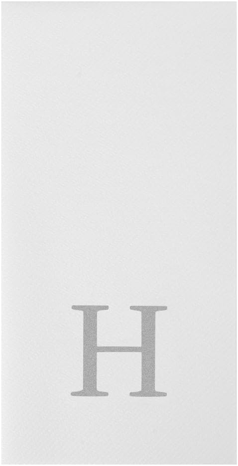Luxenap 15.8 X 7.9 Inch Linen-Feel Guest Towels, 2000 Lettered Hand Towels - Silver Letter 'H', Sans Serif Font, White Paper Dinner Napkins, airlaid, For Restrooms And Tables - Restaurantware