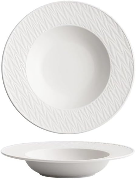 Modern Large Dinner Plates 9.75-inch White And Black Straw Hat Plate Appetizer Household Deep Soup Ceramic Western Salad Pasta Japanese Stackable Dinner Plates