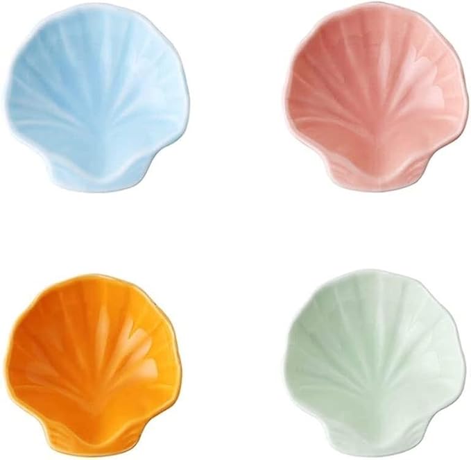 Dipping bowl,Ceramic Sauce Dishes,4 Pack Sauce Dish Set Ceramic Soy Sauce Dish Appetizer Plates Saucer Bowl Soy Sauce Vinegar Seasoning Dishes (Color : D) (Color : B) (Color : C)