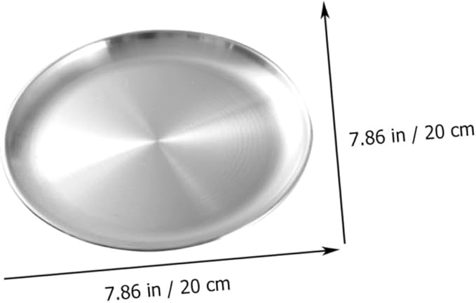 Mobestech 3 Pcs Stainless Steel Plate Divided Outdoors Buffet Dinner Trays Dining Trays for Serving Food Round Unbreakable Platters Camping Servers Dinner Plates Grilling Serving Tray Silver