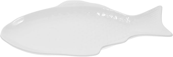 Zerodeko Ceramic Fish Shaped Platter for Serving Snacks Unique Design for Home and Restaurant Creative Tableware for Appetizers Fruits and Seafood Dishes
