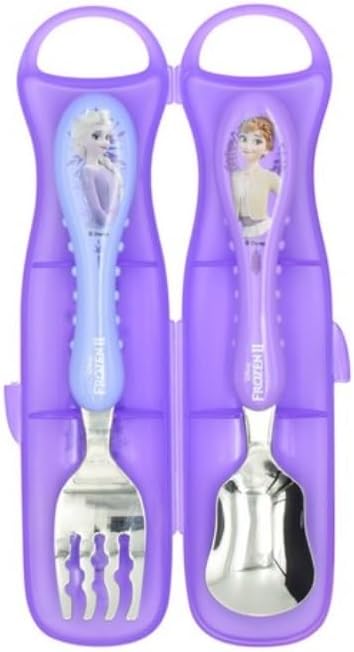 Cute Easy Grip Frozen Elsa Fork and Spoon Flatware Set with Case