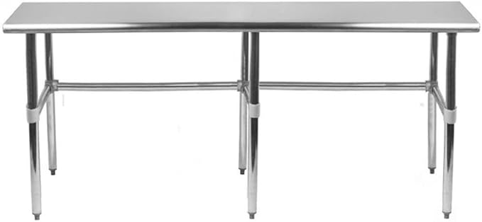 AmGood Stainless Steel Work Table Open Base | NSF Kitchen Island Food Prep | Laundry Garage Utility Bench (84" Long X 24" Deep)