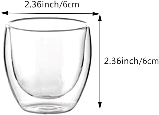XuYelora Double Wall Expresso Cups (Set of 6), 3 Ounce Glass Coffee Mugs, Small Insulated Clear Espresso Shot Glasses Cups for Cappuccino Latte Tea, Gift for Chrismas, Brithday