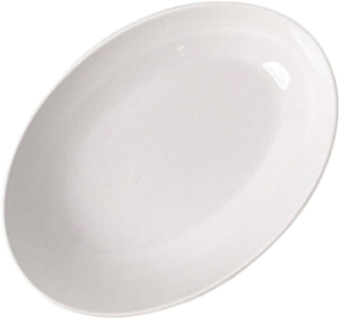 SONGCHAO Party Supplies White Oval Salad Plate Dessert Plate Deep Plate Fruit Plate Dinner Kitchen Restaurant Cafe Plate Ceramic Plate Party Plates (Color : Large)