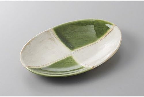せともの本舗 Appetizer Plate, Oribe Checkered Oval Fruit Plate, 8.1 x 5.6 x 1.1 inches (20.6 x 14.3 x 2.7 cm), Restaurant, Inn, Japanese Tableware, Restaurant, Commercial Use