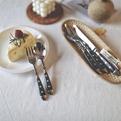 20-Piece Vintage Silverware Set with Black Bakelite Handles - Elegant Flatware for Home Kitchen & Special Occasions, Dishwasher Safe (Includes Forks, Spoons & Knives)