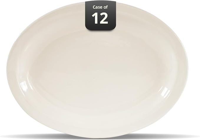 Stoneware Narrow Rim Commercial Grade America White, Platter 11.5" x 8.5", Case of 12