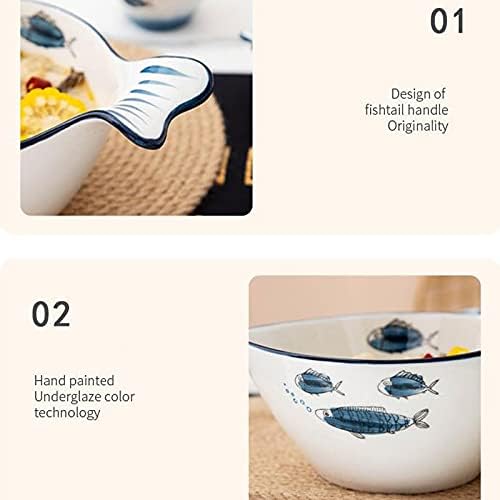 Appetizer Bowls 5.41Oz Sauce Dish Fish Shape Dip Bowl Set Ceramic Soy Sauce with Handle Sushi Dipping Bowls Ketchup Salad Appetizer Plates Serving Dishes Bowls(Set of 4) Salad Bowls ( Size : 3.94x2.76