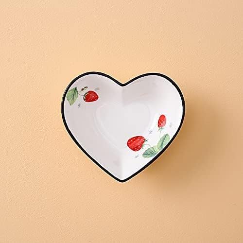 4pcs Ceramic Strawberry Heart Shape Sauce Dishes Seasoning Dishes Appetizer Plates