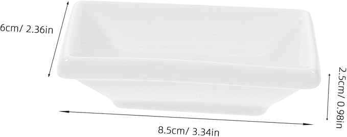 6pcs Rectangular Sauce Dishes Snack Plate Condiment Bowl Ceramic Appetizer Serving Tray