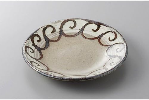 Appetizer Plate, Rust Uzumaki Deep Plate, 7.5 x 1.2 inches (19 x 3 cm), Earth, Restaurant, Ryokan, Japanese Tableware, Restaurant, Commercial Use