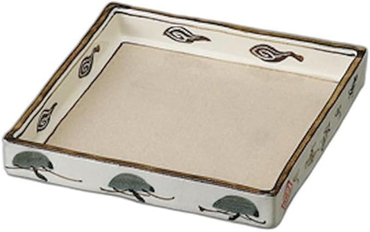 Kenzan Square Bowl [ 18 x 18 x 2.5 cm ] | Appetizer Plate, Pottery, Setomonohonpo