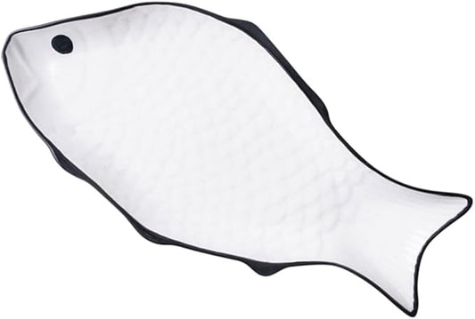 Fish-shaped Steamer Plate Ceramic Storage Holder Food Serving Bowl Microwave Safe