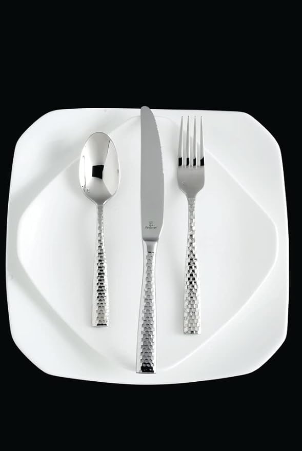 FORTESSA Lucca 18/10 Stainless Steel Flatware, 20 Piece Place Setting With Table Knives, Forks and Spoons (Service For 4), Dishwasher Safe, Polished