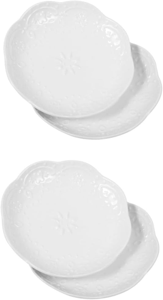 4pcs Ceramic Appetizer Plates Multipurpose Sauce Dishes for Dipping Seasoning Condiments Elegant Floral Design for Home Parties and Celebrations