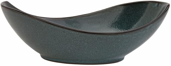 D&V 3 Piece Stōn Porcelain Dinnerware Oval Serving Bowl, 12.25" x 6.5", Twilight