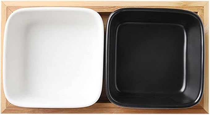 Sauce Dish 2pcs Snack Serving Platter with Tray Ceramic Fruit Appetizer Nuts Vinegar Serving Plate Sauce Dish for Home Party Restaurant(Two Compartments) Dipping Bowls (D)