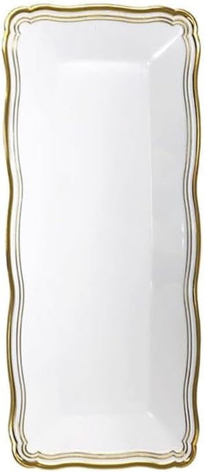 's Aristocrat Collections:13.75 X 6 inches Narrow Serving Trays White & Gold Border: BPA Free for All Occasions: 2CT
