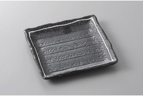 せともの本舗 Appetizer Plate, Ichinen Black Crystal Square Plate, Medium, 6.4 x 6.4 x 0.9 inches (16.2 x 16.2 x 2.2 cm), Restaurant, Inn, Japanese Tableware, Restaurant, Commercial Use