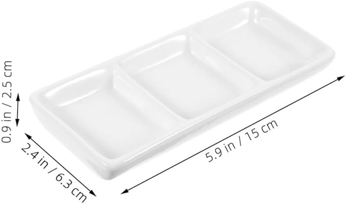 Alipis 4pcs Snack Plate Condiment Plate Ceramic Dipping Bowls Compartments for Sauce Vinegar Snacks Bbq Salad Dressings