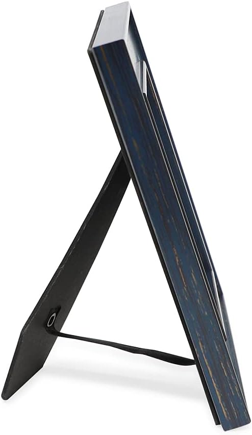Isaac Jacobs 4x6 Navy w/Gold (Vertical & Horizontal) Double Border Picture Frame w/Black Fabric Easel, Wall-Mountable, Made for Tabletop & Gallery, Home or Office (4x6, Navy W/Gold)
