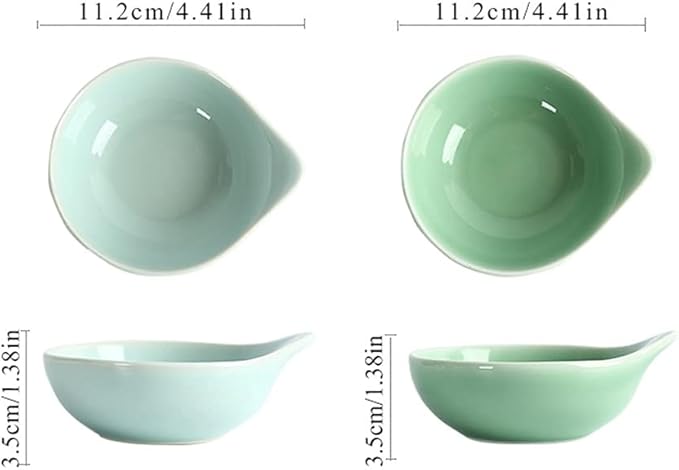 Ceramic cutlery salad bowl Dessert Plates 4.41in Cramic Appetizer Plates Soy Sauce Dishes with Handle Dipping Bowls for Vinegar Ketchup Sushi Appetizer Server Bowl for Wedding small bow
