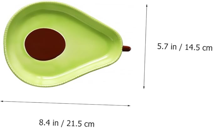 Amosfun Avocado Shape Appetizer Plate Creative Ceramic Snack Dish for Desserts and Fruits Cute Tableware for Parties and Picnics