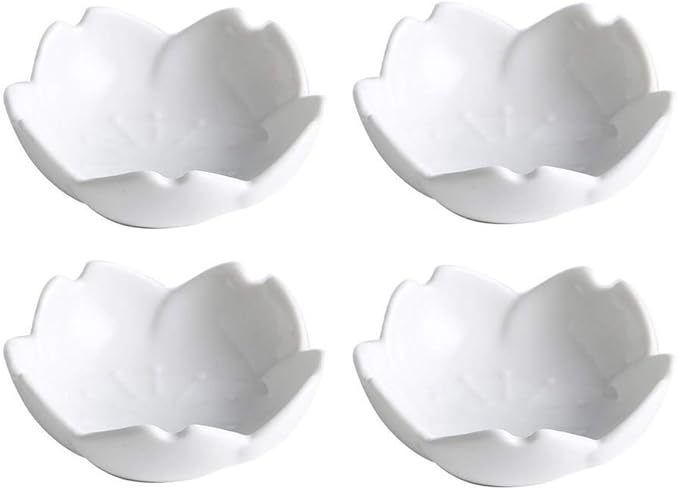 4pcs Ceramic Flower Shape Sauce Dish Seasoning Dishes Sushi Dipping Bowl Appetizer Plates Serving Dish Saucers Bowl