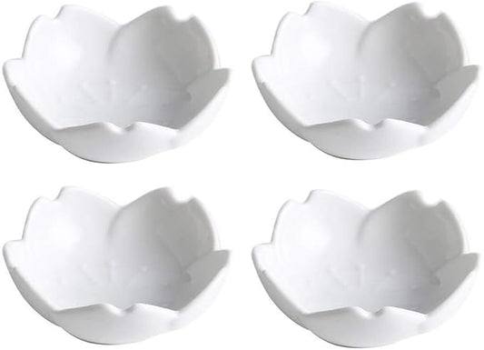 4pcs Ceramic Flower Shape Sauce Dish Seasoning Dishes Sushi Dipping Bowl Appetizer Plates Serving Dish Saucers Bowl