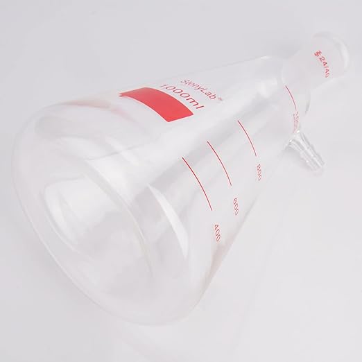 stonylab Filtering Flask with 24/40 Standard Taper Outer Joint, Heavy Wall Borosilicate Glass Filter Flask, Bolt Neck with Tubulation, 1000 ml