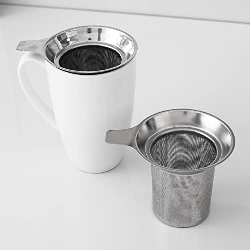 Extra Fine Mesh Tea Infuser Stainless Steel Tea Strainer for Loose Leaf Tea and Coffee, Tea Steeper with Large Capacity and Easy to Clean, Single Handle for Hanging on Teapots, Mugs, Cups
