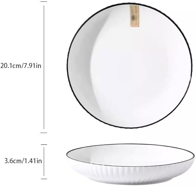 Dining Plates Nordic Style Simple Plate Dish Plate Home Solid Color Creative Personality Round Ceramic Dish Plate Fruit Salad Plate Dinner Plate(A,8in*4)