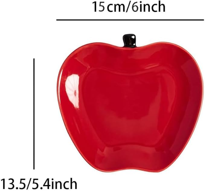 123Arts Apple Dessert Dishes Set Appetizer Plates, Ceramic Sushi Sauce Plates Seasoning Dishes,Set of 2