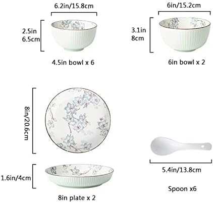 Ceramics Dinnerware Set, 16 Pcs Modern White Underglaze Color Dinner Set, Porcelain Bowls and Plates Sets, Stoneware Dishes Set, Tableware Combination Set - Plates/Bowls/